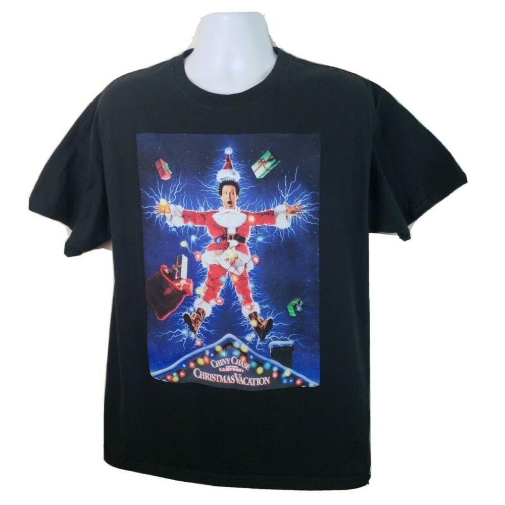 Official National Lampoons Chevy Chase Christmas Vacation Black Tshirt Large